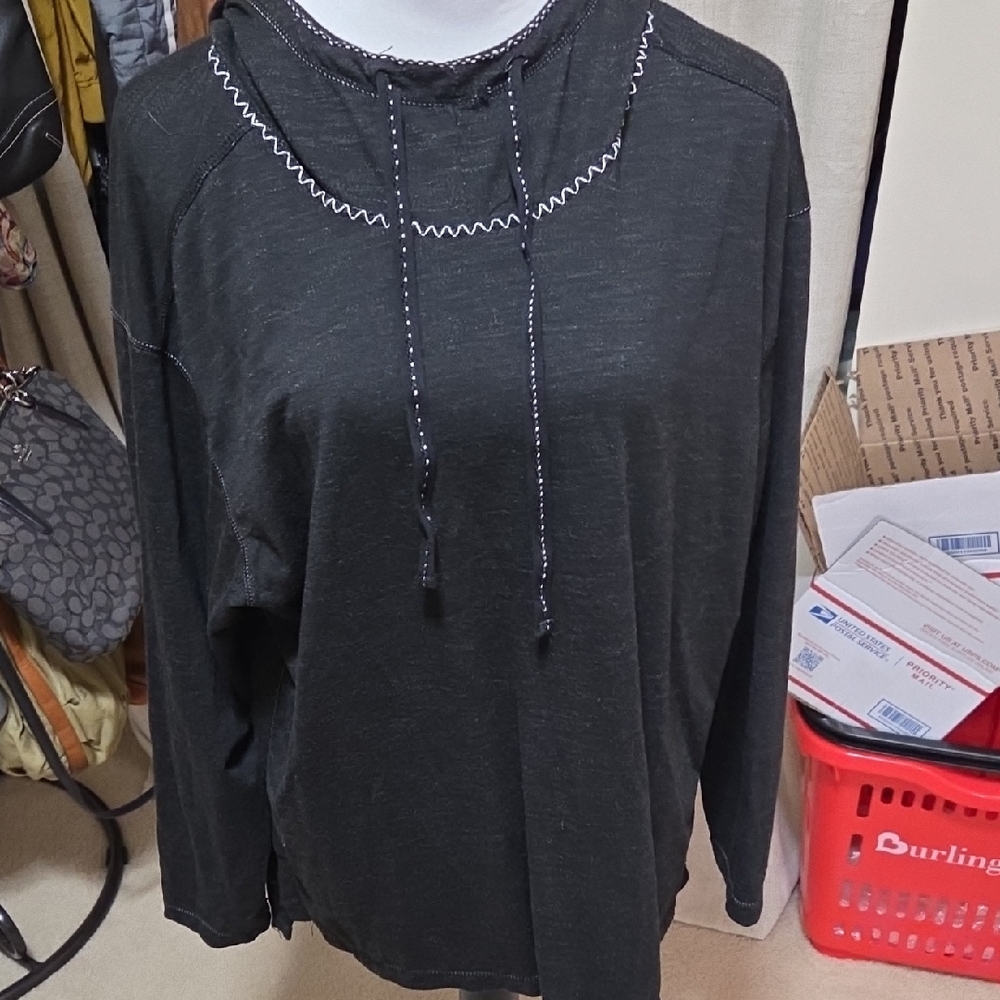 Max Studio Charcoal Hoodie Sweatshirt